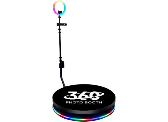 360-Degree Photo Booth Machine with RGB Light Flight Case, 360 Camera Booth with Flight Case for Parties, 360 Degree Automatic Rotating Photobooth 80CM